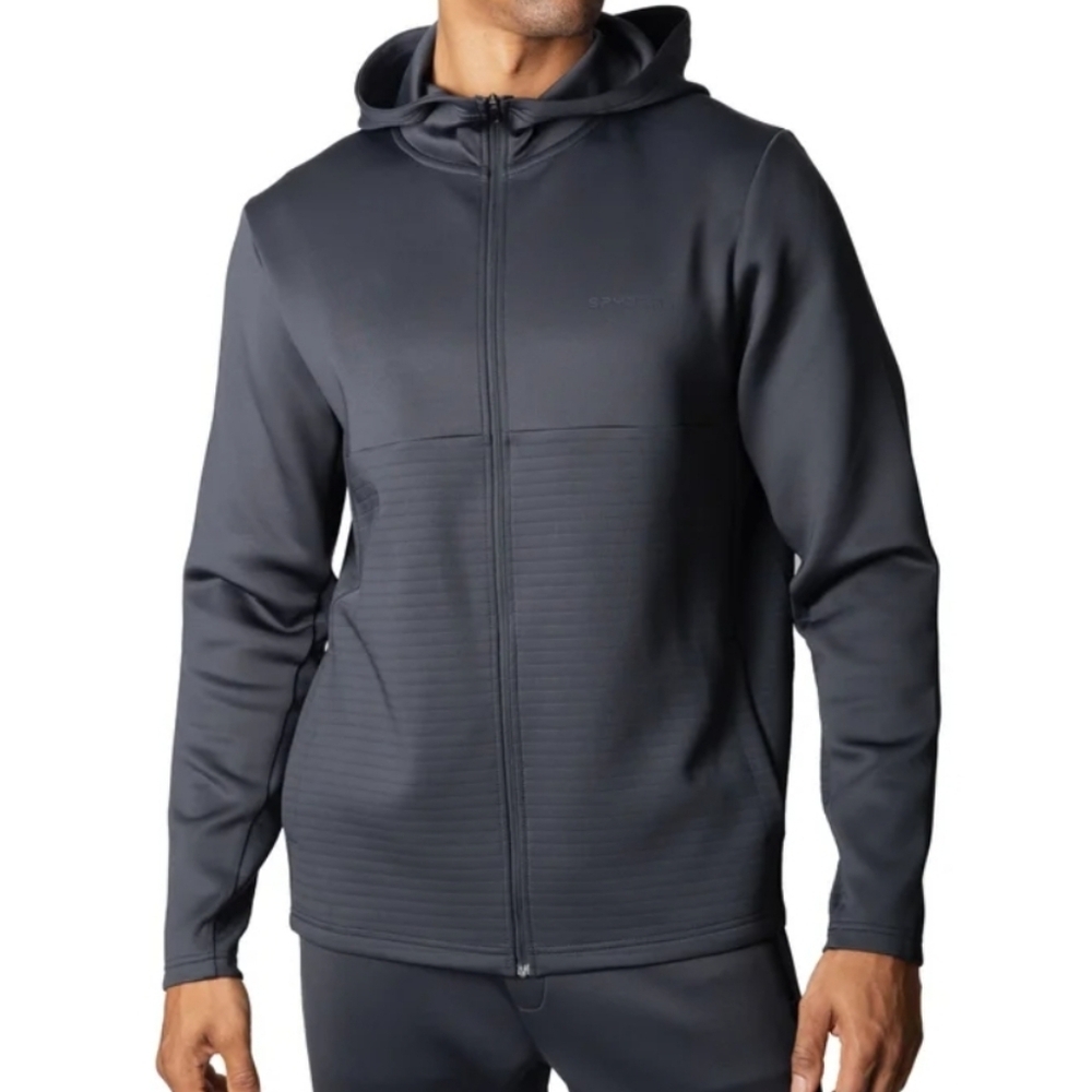 Spyder New Men's Full Zip Hoodie Sweater Gray Size M Pockets Stretchy Activewear
